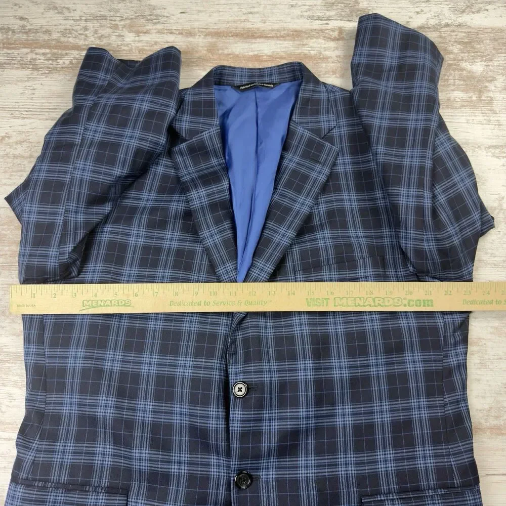 Tom James Super 140s Wool Plaid Sport Coat Blazer Jacket Mens 45R Custom Tailore